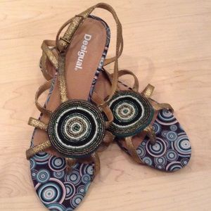 Desigual gold beaded sandal 37